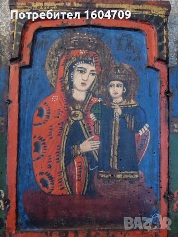 Домашна Стара Икона Триптих, снимка 6 - Икони - 52119122