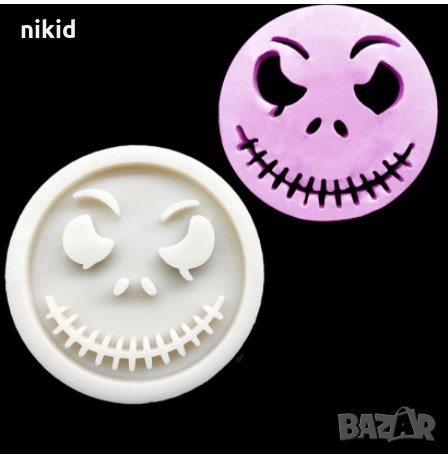 кръг лице плашило Хелоуин Halloween силиконов молд форма фондан шоколад гипс декор