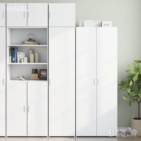 vidaXL Тесен шкаф за съхранение, бял, 45x42,5x225 см, инженерно дърво, снимка 2 - Бюфети - 56146893