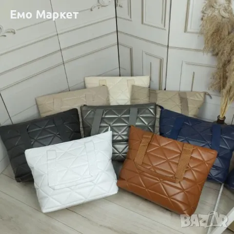 Дамска капитонирана чанта от еко к. - супер удобна подходяща за ежедневието, снимка 15 - Чанти - 49505540