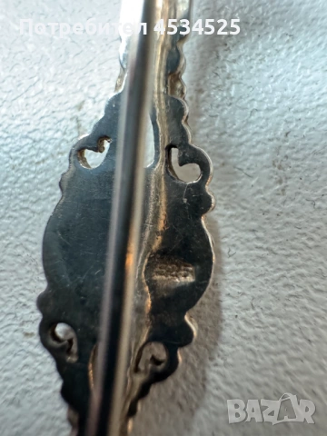 Винтидж сребърни брошки – бар с тюркоаз, водно конче и филигранно цвете, снимка 5 - Антикварни и старинни предмети - 54173768