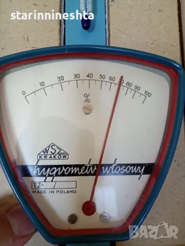 Стар метален уред - термометър и хигрометър - WSZ KRAKOW - Made in , снимка 5 - Антикварни и старинни предмети - 50139835