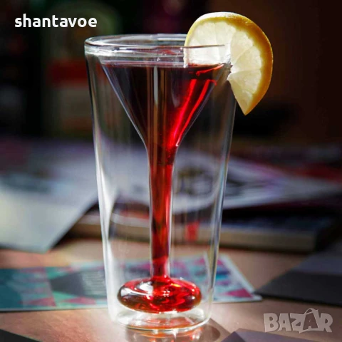 Дизайнерска чаша за коктейли с двойно стъкло