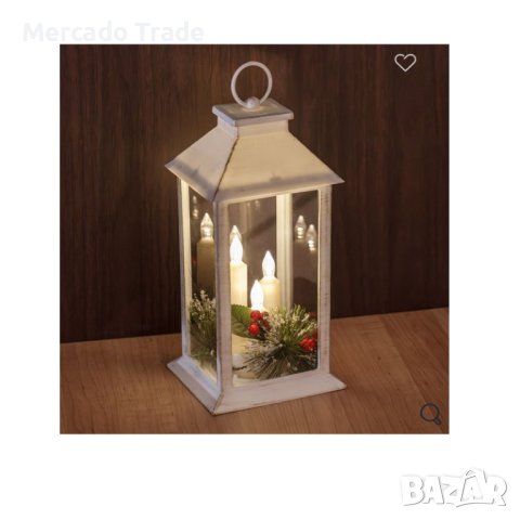 Декоративен фенер Mercado Trade, 3 LED свещи, Бял, снимка 4 - Декорация за дома - 42828429