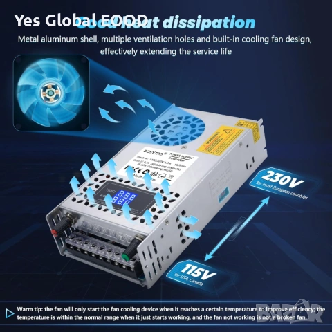 Регулируемо захранване 0-24V 25A 600W дисплей, снимка 5 - Друга електроника - 54134879