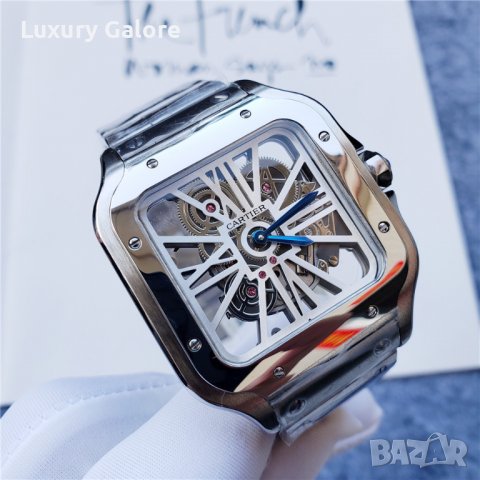 Мъжки часовник Cartier Santos de Cartier Skeleton с кварцов механизъм, снимка 6 - Мъжки - 39336290