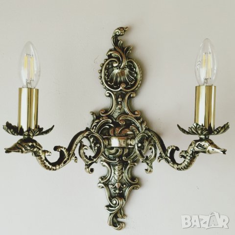 Уникален,луксозен старинен полилей от месинг,класическо,бароково осветление за хол, всекидневна, снимка 18 - Полилеи - 11434206