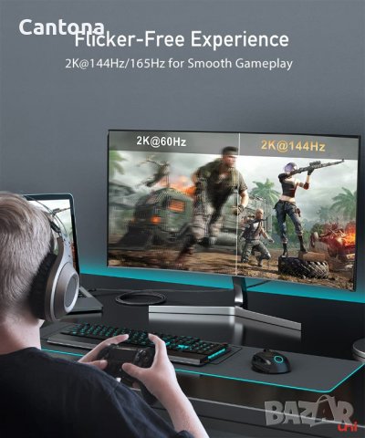 USB C към DisplayPort кабел (4K 60 Hz, 2K 165 Hz), алуминиев корпус, найлонова оплетка, Thunderbolt , снимка 5 - Кабели и адаптери - 38543915