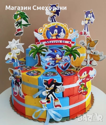 Картонена торта Соник