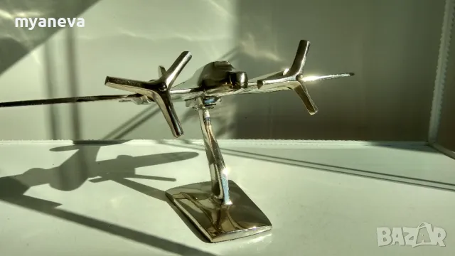 Хромиран, масивен, английски самолет в стил Art Deco , снимка 4 - Статуетки - 49292658