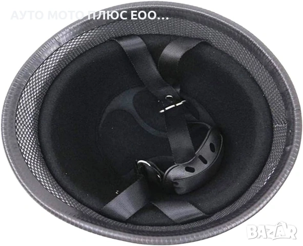 Ретро каска за мотор тип канче (German style) - Черен гланц, снимка 4 - Аксесоари и консумативи - 54202340