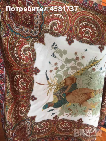 Копринен шал с десен фазани