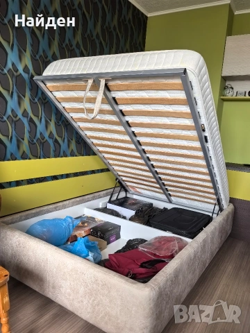 Тапицирано легло с повдигащ механизъм, снимка 3 - Спални и легла - 54165605