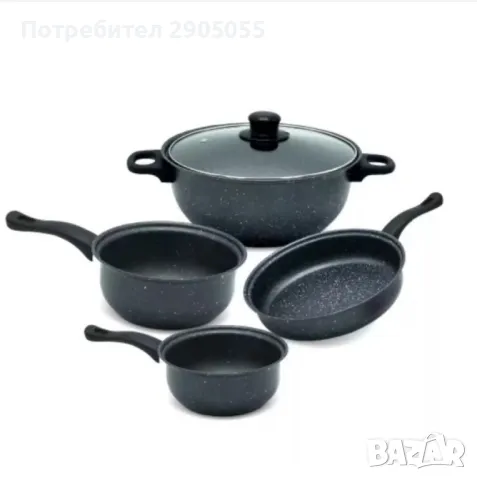 Комплект качествени тенджери от 7 части с незалепващо мраморно покритие, снимка 7 - Съдове за готвене - 48934180