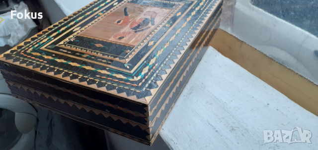 Страхотна дървена кутия за лули с интарзии - лула, кутия, снимка 3 - Антикварни и старинни предмети - 44657855
