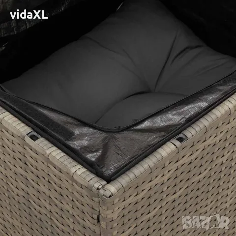 vidaXL Градински диван с възглавници, 3-местен, сив, полиратан, снимка 9 - Градински мебели, декорация  - 56147339