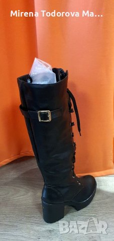 Кожен ботуш на платформа номер 37, снимка 3 - Дамски ботуши - 38755343