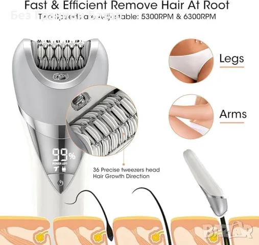 Нова Електрическа Бръсначка за Жени 7 в 1 уред USB Епилатор Тример IPX6 , снимка 3 - Други - 49699791