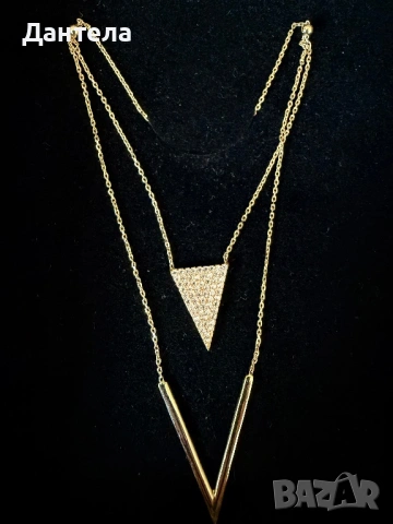 Ново златно двойно колие с камъни - 3.19гр., снимка 4 - Колиета, медальони, синджири - 54226149