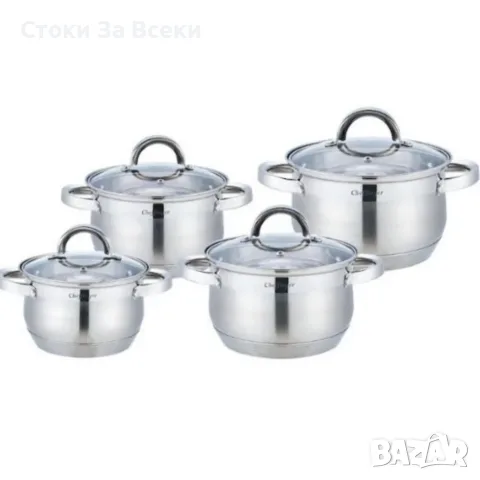 Комплект тенджери Cheffinger - 8 части инокс, снимка 5 - Съдове за готвене - 56197750