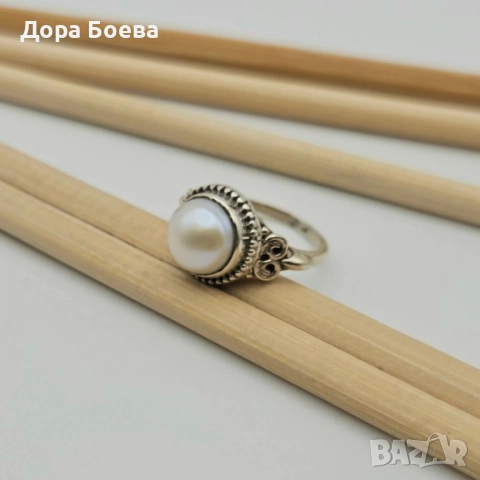 Сребърен пръстен: "Луна", снимка 3 - Пръстени - 52226470