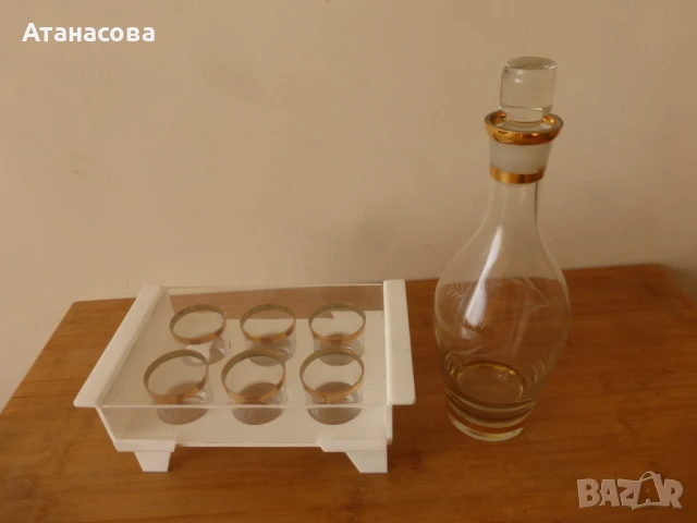 Стъклен сервиз за ракия 1970 г, снимка 2 - Сервизи - 50918134