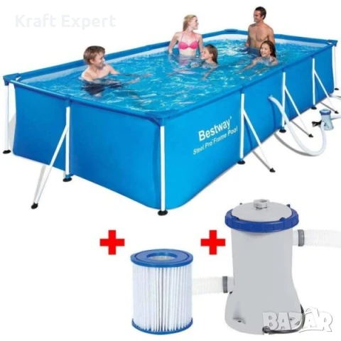 Сглобяем Басейн Bestway 56424 Steel Pro 400x211x81см с Филтърна Помпа, снимка 1