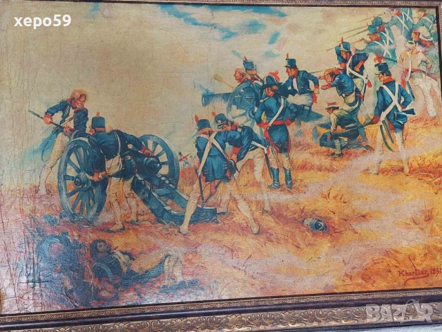 	Френска картина масло 1897 г.худ.Henri-Georges-Chartier 1859-1924, снимка 4 - Картини - 52277360