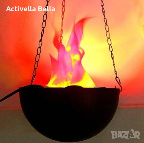 Декоративна окачена електрическа камина с реалистичен LED пламък