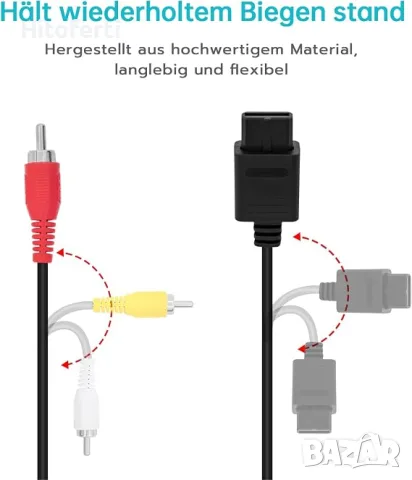 Gam3Gear S Video AV Video Audio Cable за Nintendo SNES N64 Gamecube PAL, снимка 3 - Кабели и адаптери - 55708011