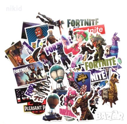 50 бр Fortnite Фортнайт самозалепващи лепенки стикери за украса декор картонена торта и др декор, снимка 7 - Други - 27060707