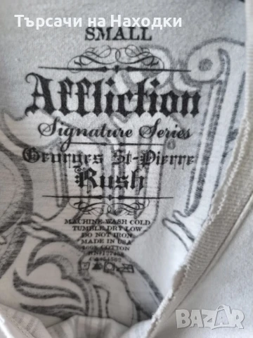 Мъжка тениска Georges St Pierre Affliction Men's Distresses T-Shirt Signature Series UFC Small Rush, снимка 3 - Тениски - 50926322