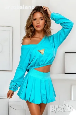 Дамски моден комплект от две части с пола-къси панталони Tulip, 2цвята , снимка 7 - Комплекти - 50109232