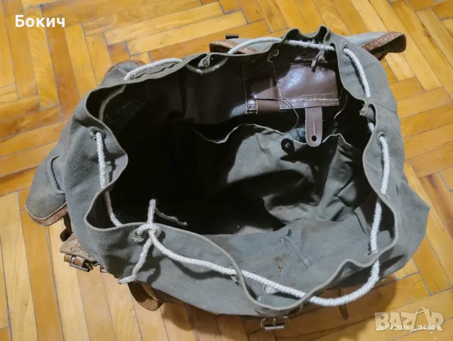 Здрава военна-туристическа, брезентова раница, обем 40 л, снимка 2 - Раници - 56252437