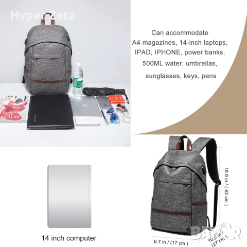 Раница, спортна, за пътуване, за лаптоп, с USB порт, с порт за слушалки, снимка 10 - Спортна екипировка - 52006842