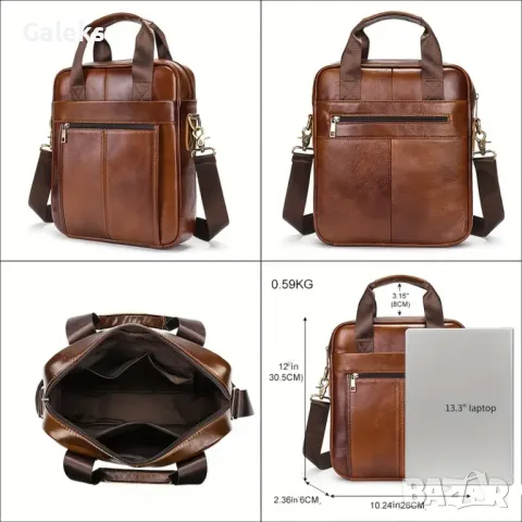 Мъжки, Функционален Бизнес Кежуал за през рамо от Истинска кожа! Кросбоди Чанта с профи насоченост!, снимка 3 - Чанти - 49989179