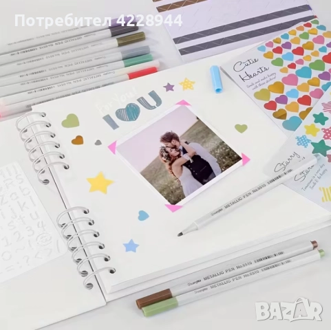 Албум за снимки и спомени – 40 страници, твърди корици + стикери сватба, Коледа, булчински, подарък, снимка 7 - Други - 52261867