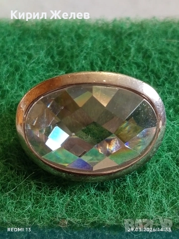 Сребърен пръстен с фасетиран огромен камък Swarovski стил и елегантност 48665