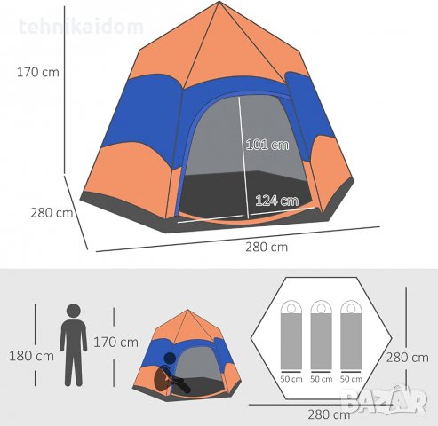 Палатка шестоъгълен дизайн Outsunny внос от Германия , снимка 5 - Палатки - 38396104