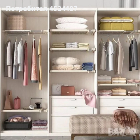 Разтегателен телескопичен рафт без пробиване 50–80 см, снимка 4 - Други стоки за дома - 52930437