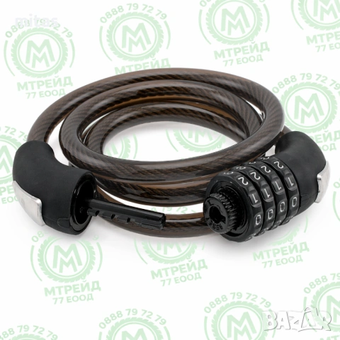 Заключващо устройство за велосипед с код WAG 120см/12мм, спирално, черно