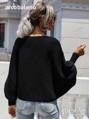 Дамски свободен пуловер с кръгло деколте и дълги ръкави, 2цвята - 023 , снимка 14 - Блузи с дълъг ръкав и пуловери - 42682908