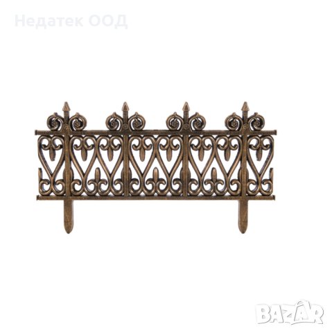 Градинска ограда, пластмасова, бронз, 62х35см, к-т 5 бр.