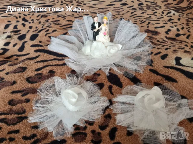 СВАТБЕНА УКРАСА ЗА КОЛА С МЛАДОЖЕНЦИ