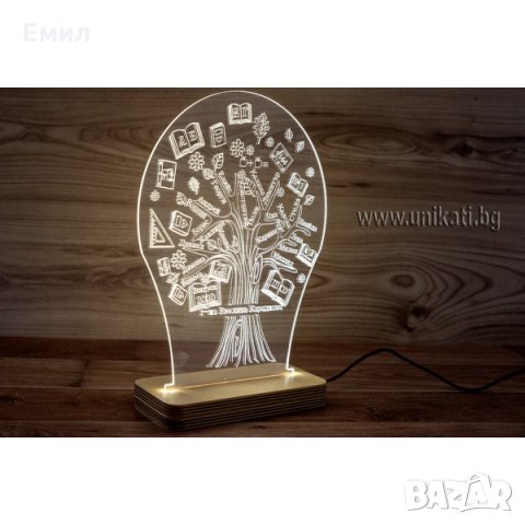 Лед лампа с дърво и имена на ученици - подарък за класна, снимка 3 - Стенни часовници - 34237185