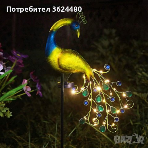 Градинска Соларна Лампа Паун, снимка 9 - Соларни лампи - 42829628