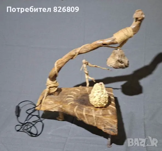 Дизайнерска лампа от дърво и въже – ЕЛЕКТРА, снимка 3 - Декорация за дома - 56198927