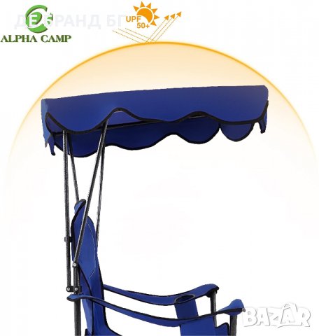 Сгъваем къмпинг стол със сенник и с чанта за съхранение E01CC-502 NAVY BLUE, снимка 6 - Къмпинг мебели - 35095430