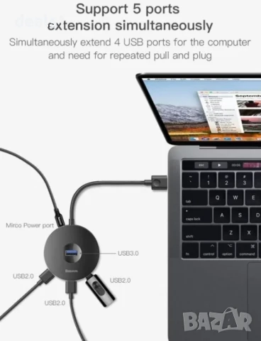 Baseus CAHUB-U01 Компактен и Мощен USB 3.0 Хъб, снимка 4 - Друга електроника - 50534458
