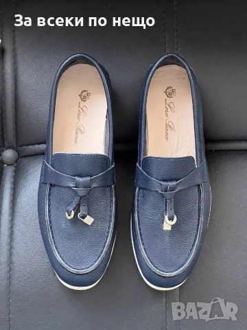 Loro Piana Дамски Тъмносини Ежедневни Обувки Естествена Кожа Лоро Пиана Код E476, снимка 2 - Дамски ежедневни обувки - 50595948